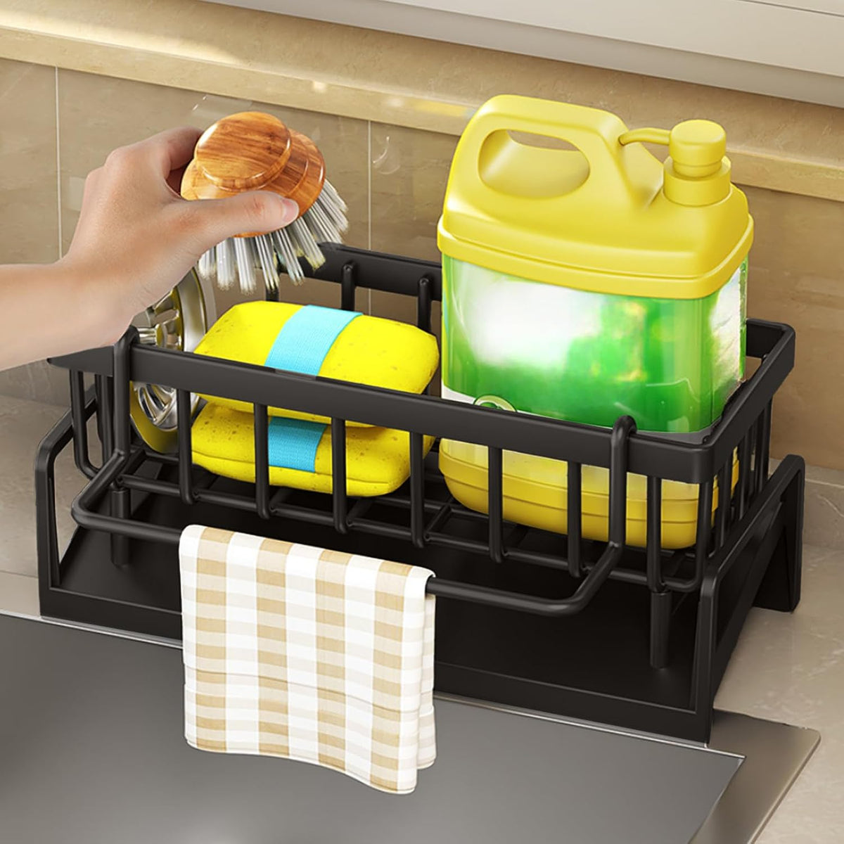 Premium Kitchen Sink Organizer with Auto Draining Tray