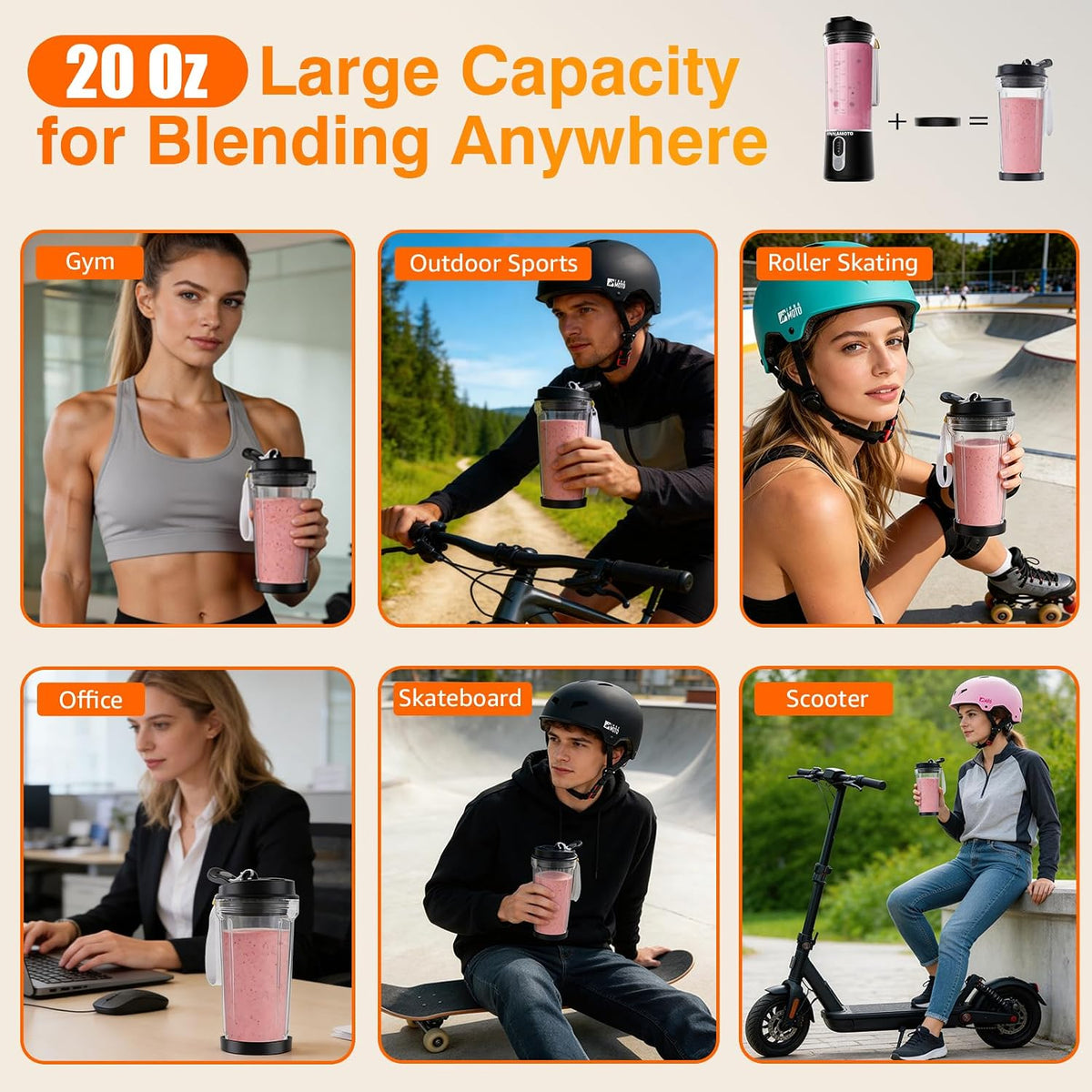 Small Personal Size Portable Blender - Mini Blender Make Smoothies & Shakes | Leak-proof Travel Lid, Powerful Blending Freshly Squeezed Drinks Anytime, Anywhere